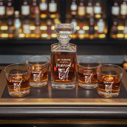 Custom Dog Photo Whiskey Glass And Decanter Set | Personalized My Humans Are Getting Married Decanter | Gift For Dog Lover | Pet Memorial Gift TNN015