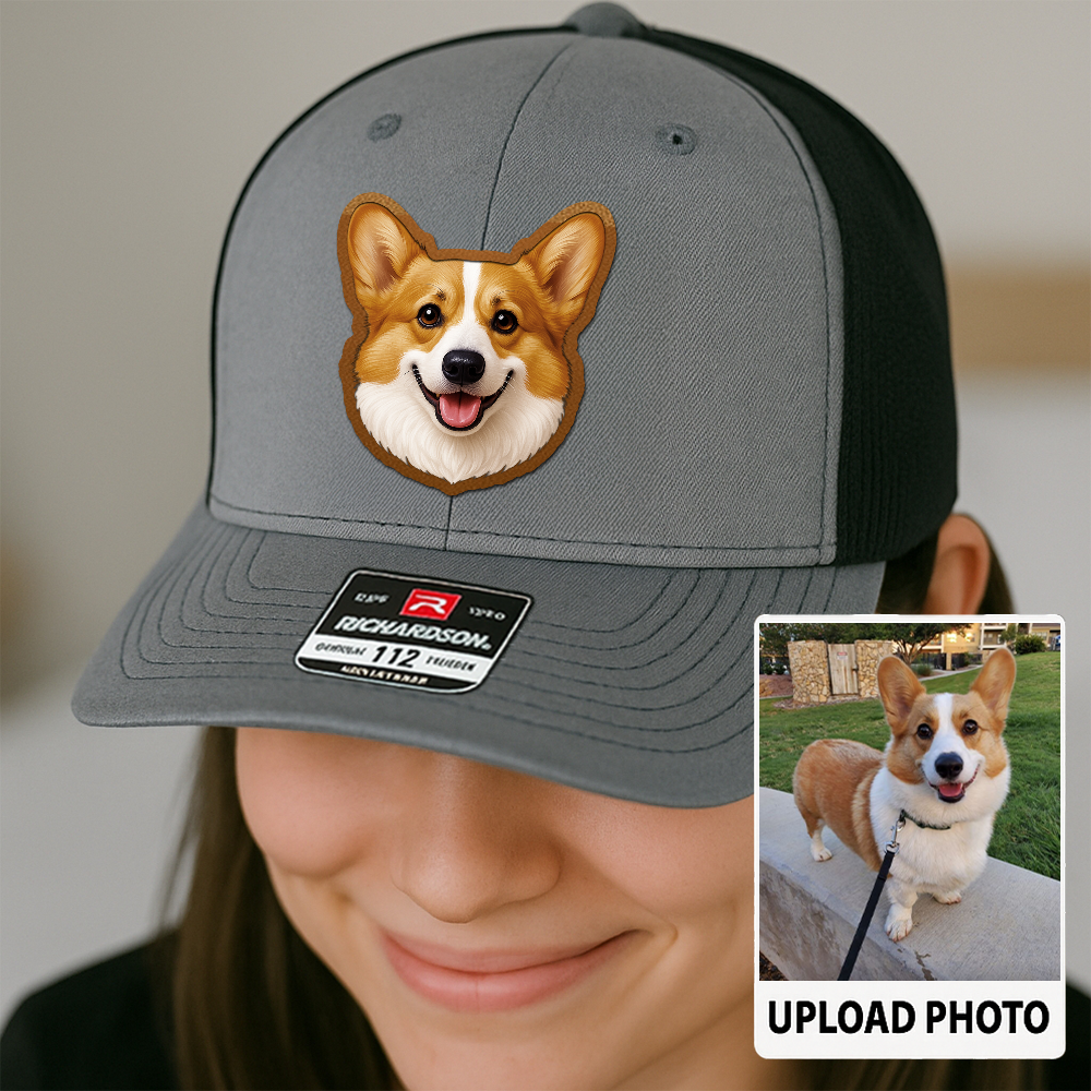Custom Pet Printed Leather Hat – Unique Trucker Cap with Your Pet's Picture – Personalized Dog Gift TH996