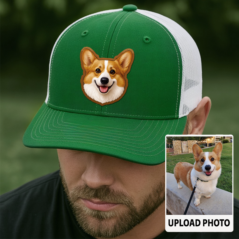 Custom Pet Printed Leather Hat – Unique Trucker Cap with Your Pet's Picture – Personalized Dog Gift TH996