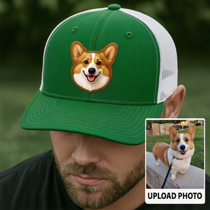 Custom Pet Printed Leather Hat – Unique Trucker Cap with Your Pet's Picture – Personalized Dog Gift TH996