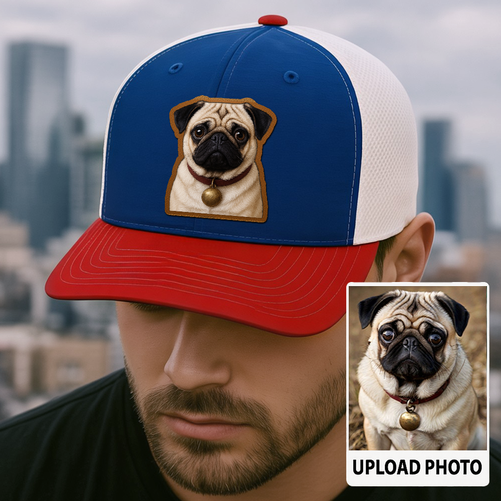 Custom Pet Memorial Leather Hat – Printed Trucker Cap – Dog Dad Keepsake Gift TH9910