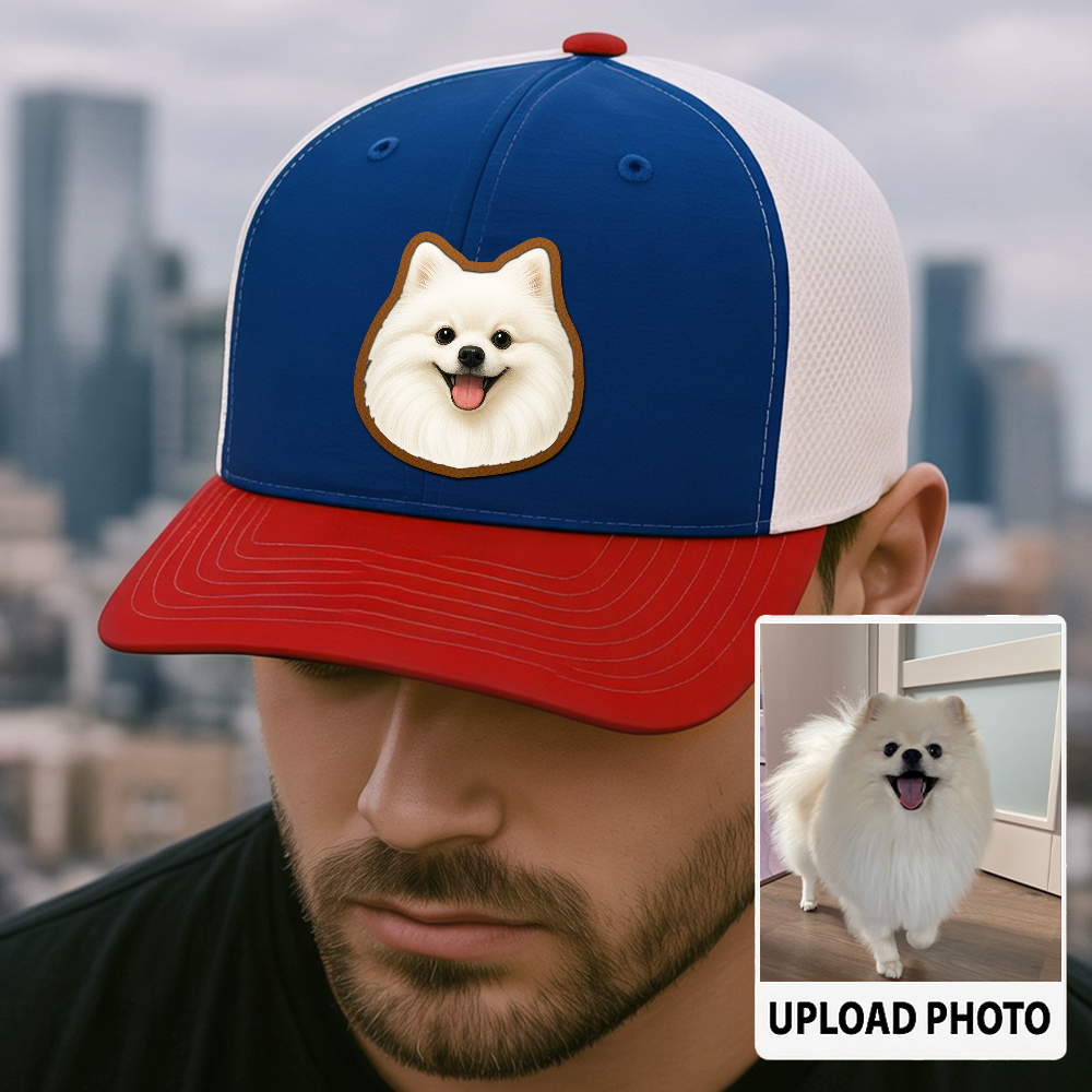 Custom Pet Printed Leather Hat – Unique Trucker Cap with Your Pet's Picture – Personalized Dog Gift TH995