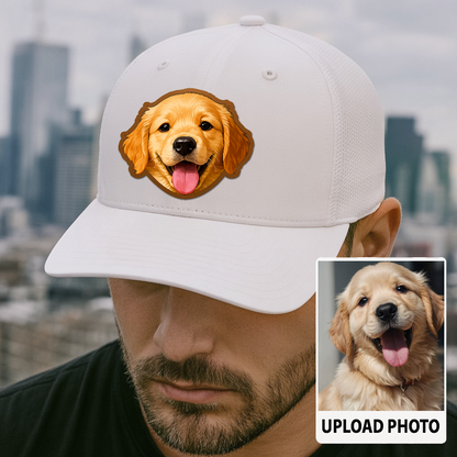 Custom Pet Photo Trucker Hat – Personalized Printed Leather Patch Hat – Dog Gift – Custom Pet Memorial Hat – Pet Photo Printed on Leather Cap TH991