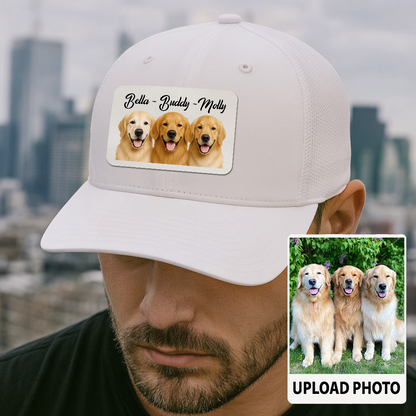 Custom Pet Hat with Leather Patch – Personalized Dog Cap – Memorial Gift for Pet Lover TH9911