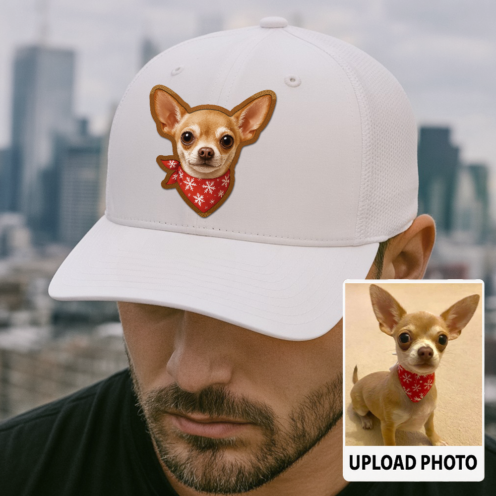 Custom Dog Lover Trucker Hat – Personalized Cap with Pet Photo on Leather Patch – Gift for Pet Owners TH998