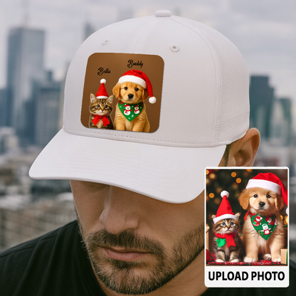 Custom Dog Lover Trucker Hat – Personalized Cap with Pet Photo on Leather Patch – Gift for Pet Owners TH9914