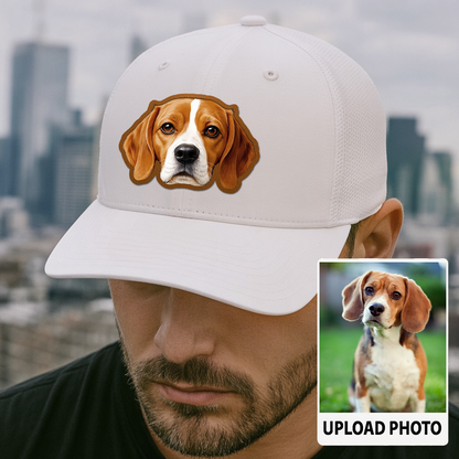 Custom Dog Photo Trucker Hat – Personalized Leather Patch Cap – Pet Lover Gift – Printed Pet Image Hat TH992