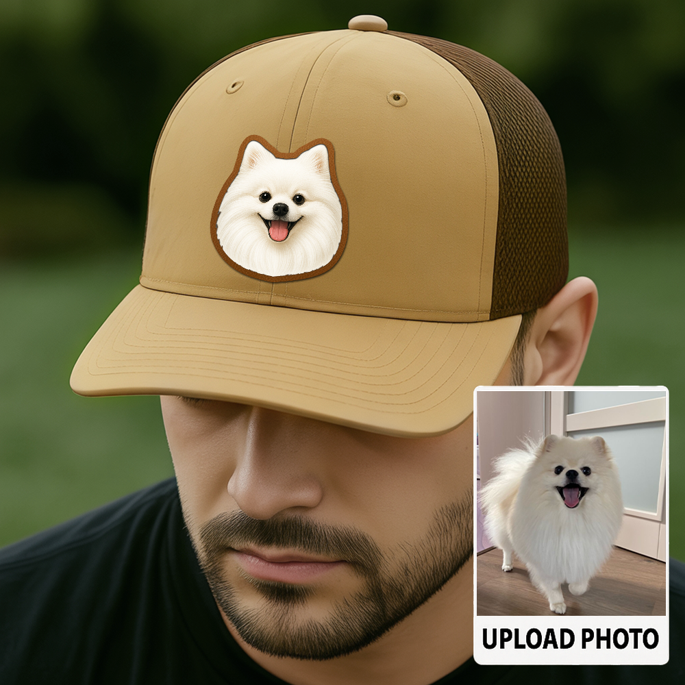Custom Pet Printed Leather Hat – Unique Trucker Cap with Your Pet's Picture – Personalized Dog Gift TH995