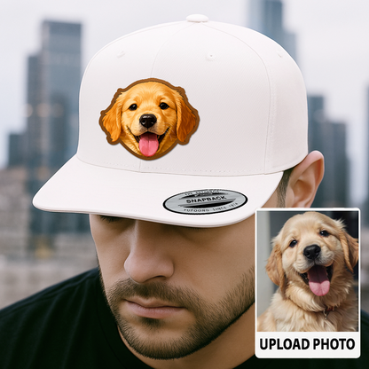 Custom Pet Photo Trucker Hat – Personalized Printed Leather Patch Hat – Dog Gift – Custom Pet Memorial Hat – Pet Photo Printed on Leather Cap TH991