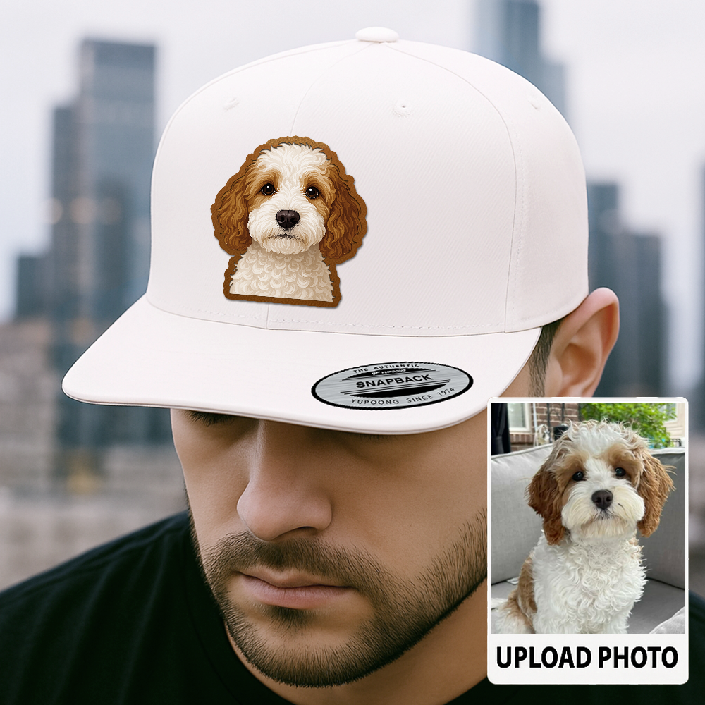 Custom Dog Leather Patch Hat – Personalized Trucker Hat with Your Pet's Photo – Unique Dog Dad Gift TH993