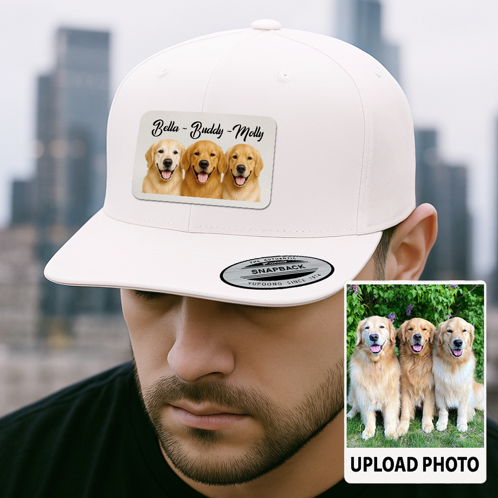 Custom Pet Hat with Leather Patch – Personalized Dog Cap – Memorial Gift for Pet Lover TH9911