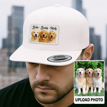 Custom Pet Hat with Leather Patch – Personalized Dog Cap – Memorial Gift for Pet Lover TH9911