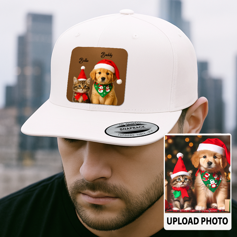 Custom Dog Lover Trucker Hat – Personalized Cap with Pet Photo on Leather Patch – Gift for Pet Owners TH9914
