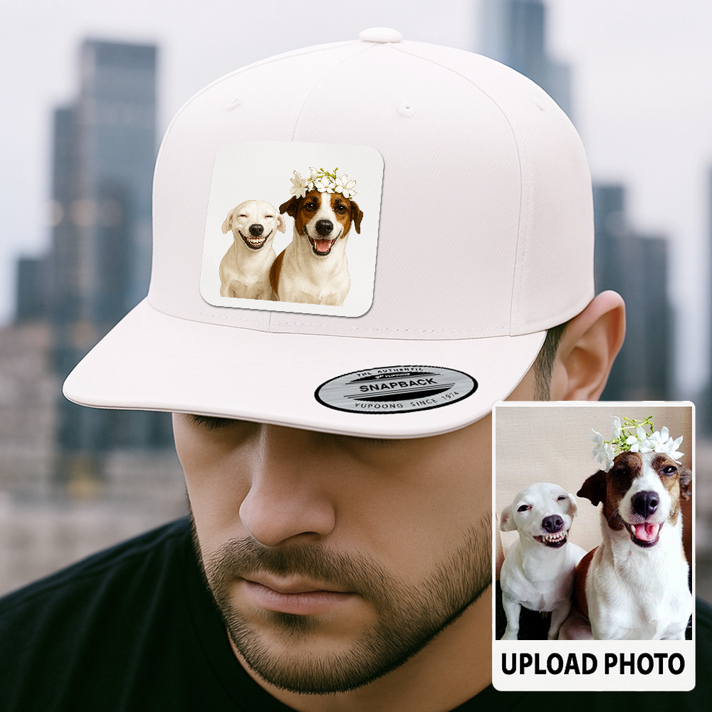 Custom Pet Hat with Leather Patch – Personalized Dog Cap – Memorial Gift for Pet Lover TH9912