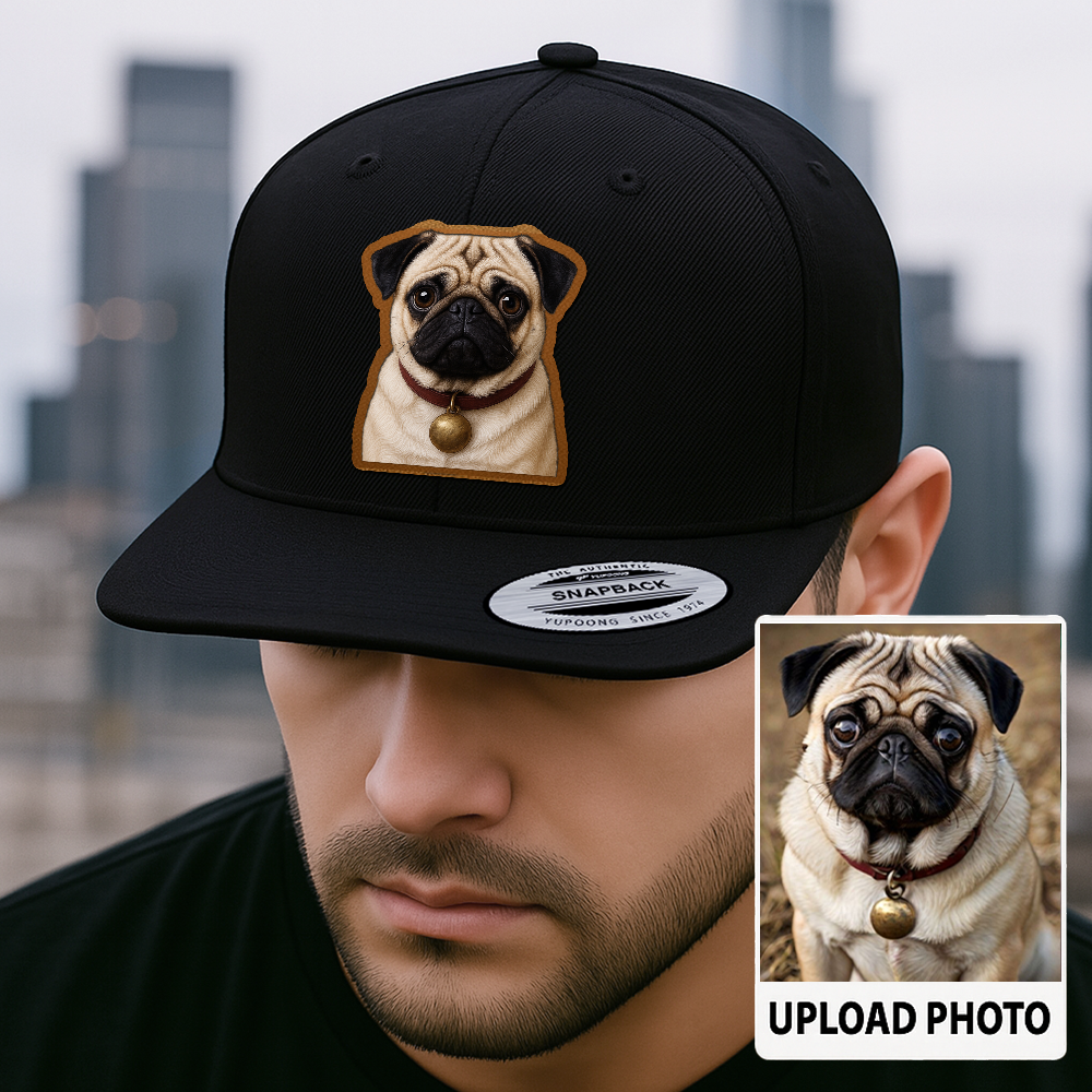 Custom Pet Memorial Leather Hat – Printed Trucker Cap – Dog Dad Keepsake Gift TH9910
