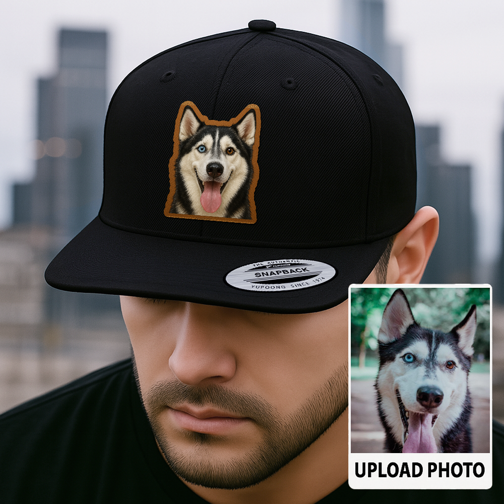 Custom Pet Memorial Leather Hat – Printed Trucker Cap – Dog Dad Keepsake Gift TH999