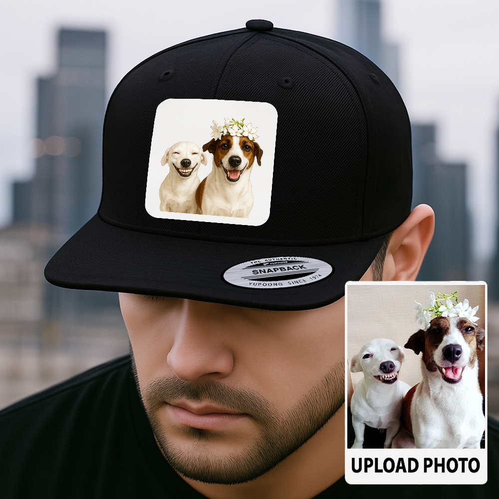 Custom Pet Hat with Leather Patch – Personalized Dog Cap – Memorial Gift for Pet Lover TH9912
