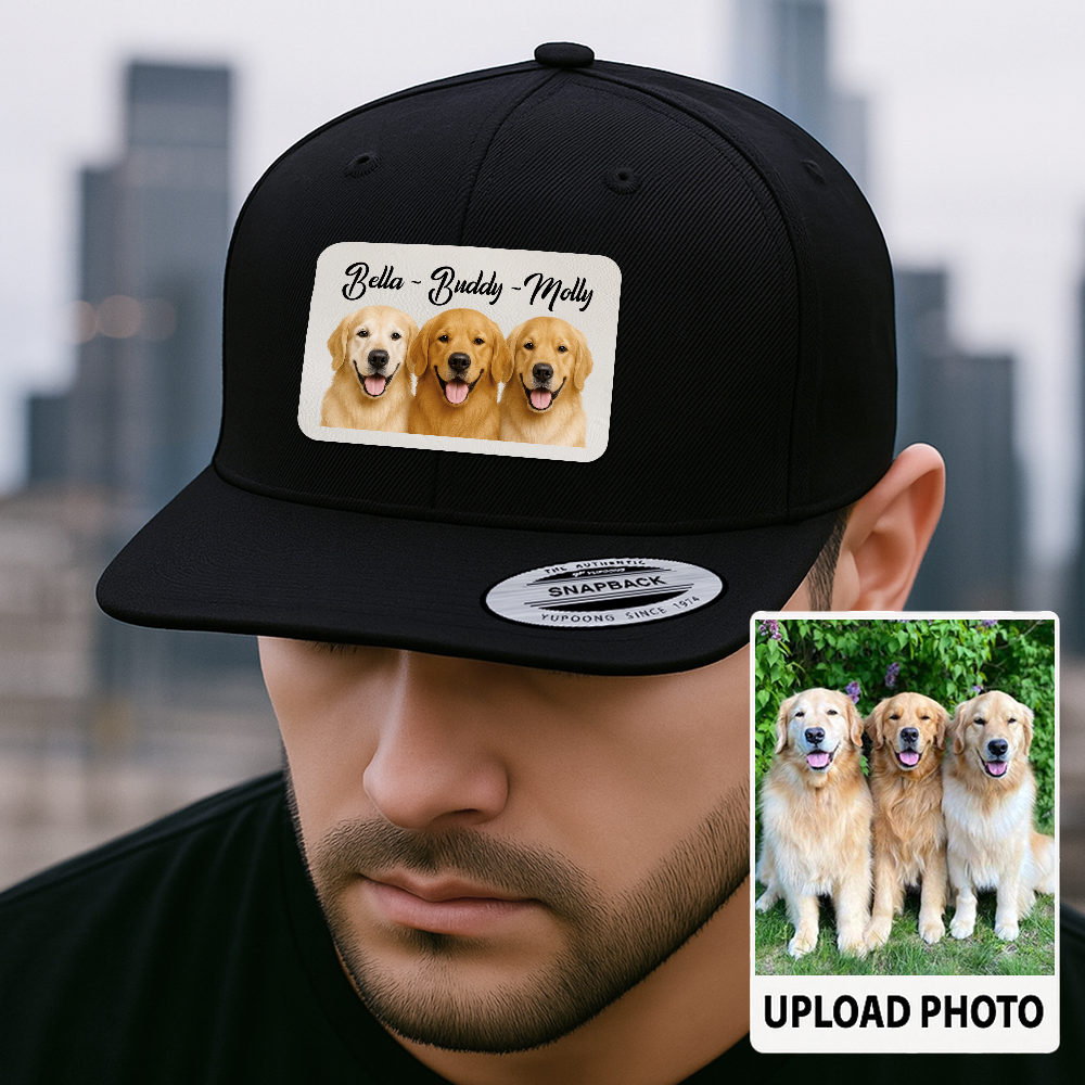 Custom Pet Hat with Leather Patch – Personalized Dog Cap – Memorial Gift for Pet Lover TH9911