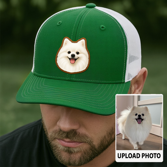Custom Pet Printed Leather Hat – Unique Trucker Cap with Your Pet's Picture – Personalized Dog Gift TH995