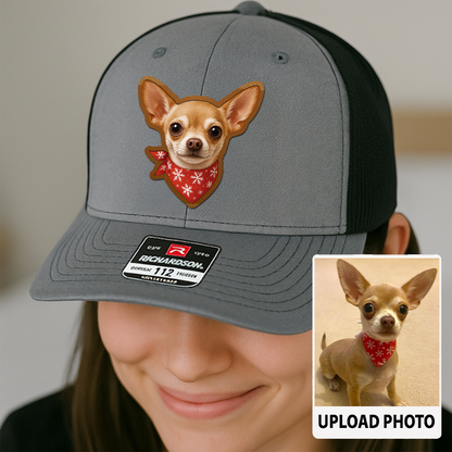 Custom Dog Lover Trucker Hat – Personalized Cap with Pet Photo on Leather Patch – Gift for Pet Owners TH998