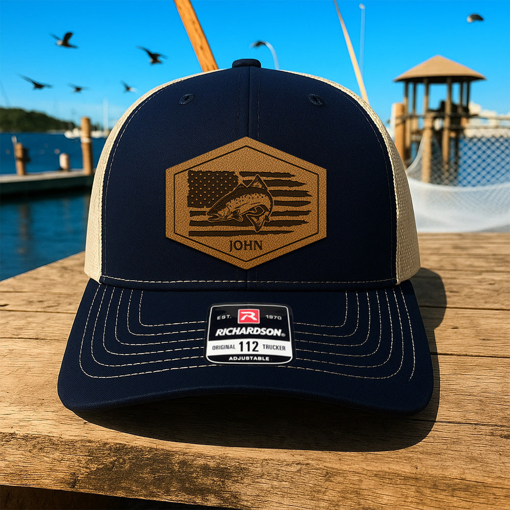 Custom Name Fishing Trucker Hat – Personalized Gift for Fishermen, Dads THUC99MF03