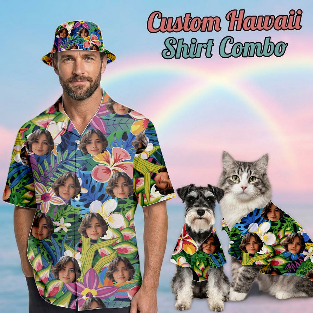 Custom Photo Face Hawaiian Shirt, Personalized Tropical Vacation Shirt, Family Matching Outfit THUC99
