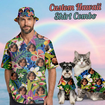 Custom Photo Face Hawaiian Shirt, Personalized Tropical Vacation Shirt, Family Matching Outfit THUC99