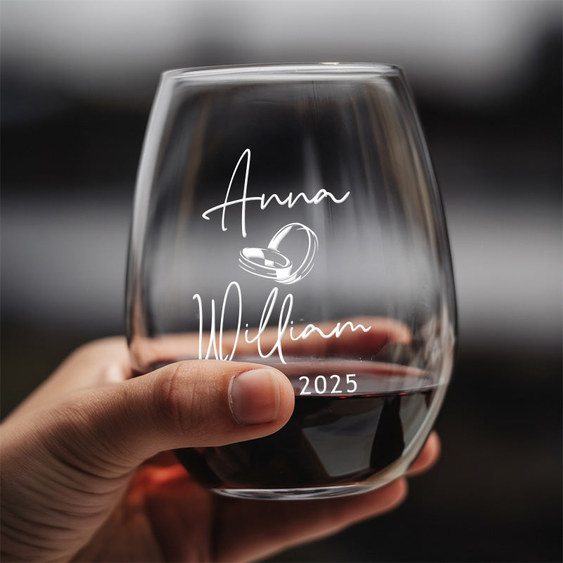 TNG999 Personalized Wedding Bride and Groom Wedding Gifts, Custom Monogram Steamless Wine Glass | Wedding Bridesmaids Wine Glass | Engraved Wine Glass