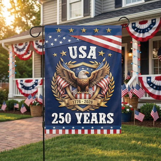250th Anniversary USA Patriotic Eagle Garden Flag 1776-2026, American Independence Day 4th of July Outdoor Decor Gift For Veteran