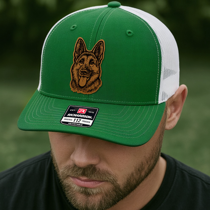 Custom Pet Photo Trucker Hat – Personalized Leather Patch Hat – Dog Portrait Gift – Custom Pet Face Hat P99A18