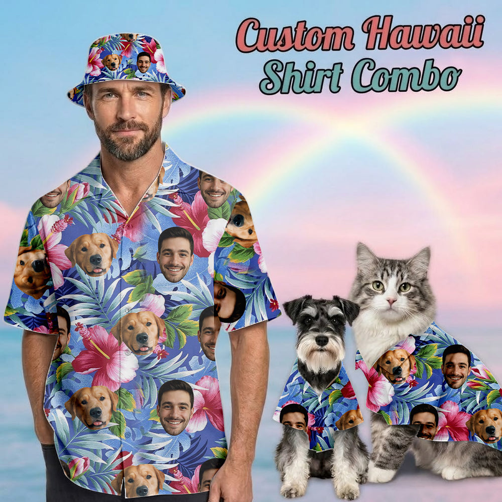 Personalized Dog & Cat Hawaiian Shirt, Custom Pet Summer Shirt, Matching Family Vacation Gift THUC99