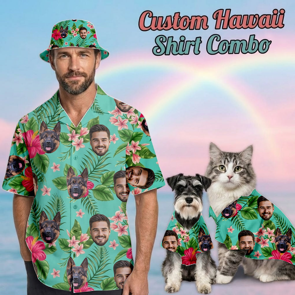 Custom Photo Dog Hawaiian Shirt, Personalized Pet Aloha Shirt, Family Matching Summer Outfit THUC99