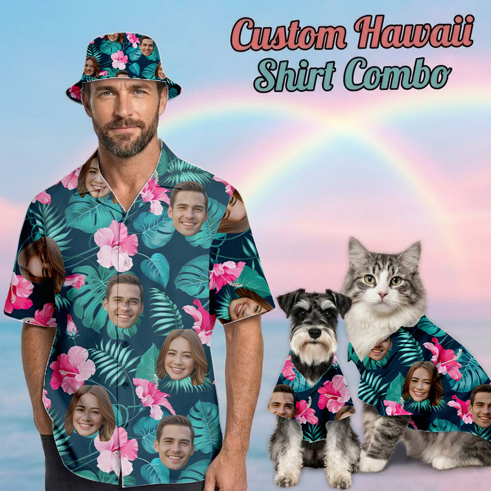 Custom Photo Family Hawaiian Shirt, Personalized Tropical Vacation Shirt, Family Matching Outfit THUC99