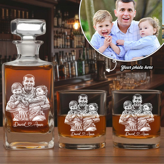Custom Photo Dad Whiskey Decanter with Photo, Personalized Father's Day Gift THUC99