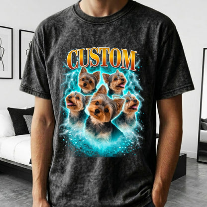 Personalized Dog Photo T-Shirt, Custom Pet Wash Shirt THUC99