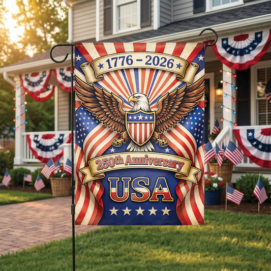 USA 250th Anniversary Garden Flag 1776–2026, Patriotic Eagle 4th of July Outdoor Decor
