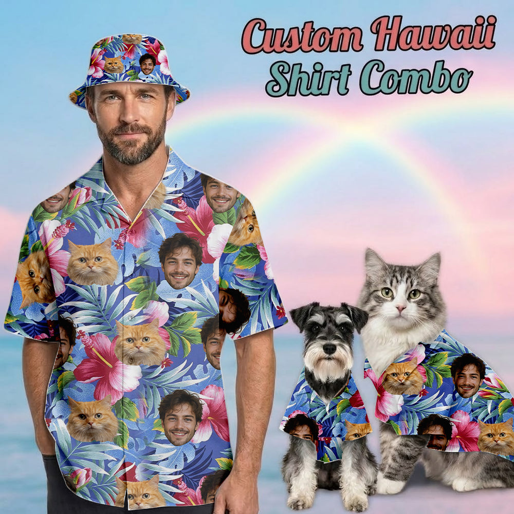 Custom Photo Cat Hawaiian Shirt, Dog & Cat Lover Matching Shirt For Summer Holiday THUC99