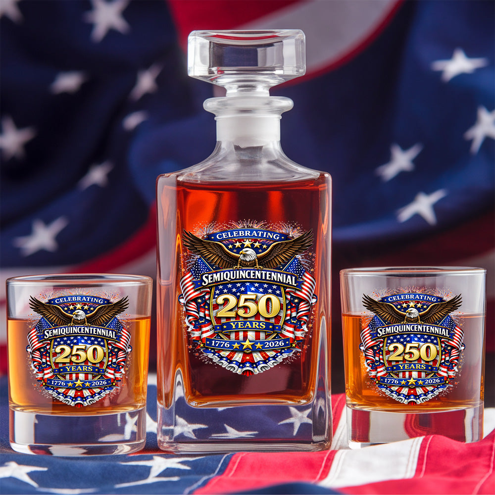 250 Years Whiskey Decanter Set 1776-2026 Patriotic American Gift for Independence Day THUC99