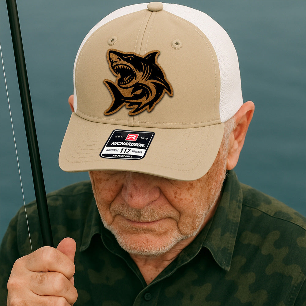 Custom Fishing Trucker Hat for Men – Personalized Leather Patch Hat Gift for Dad or Husband THUC99MF32