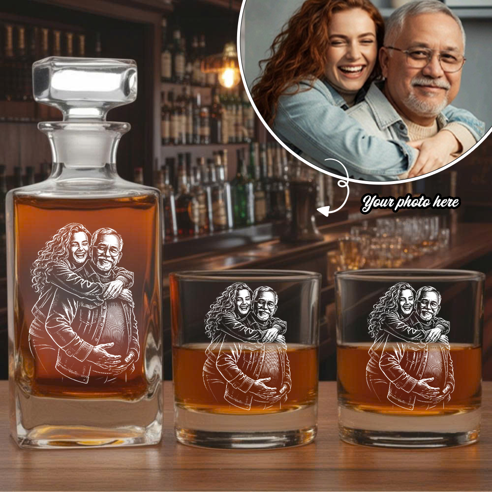 Custom Photo Dad Whiskey Decanter Set, Personalized Father's Day Gift THUC99
