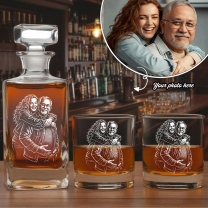 Custom Photo Dad Whiskey Decanter Set, Personalized Father's Day Gift THUC99