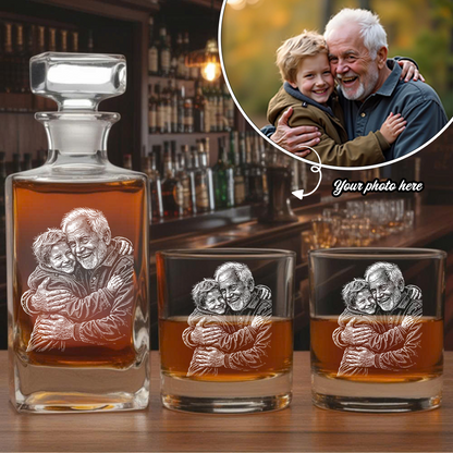 Custom Photo Grandpa Whiskey Decanter Set, Personalized Family Gift THUC99