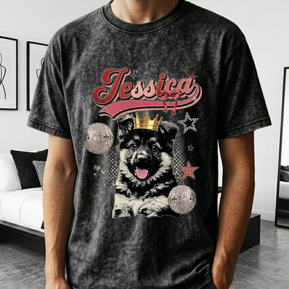Custom Dog Photo Unisex T-Shirt, Personalized Pet Portrait Wash Shirt THUC99