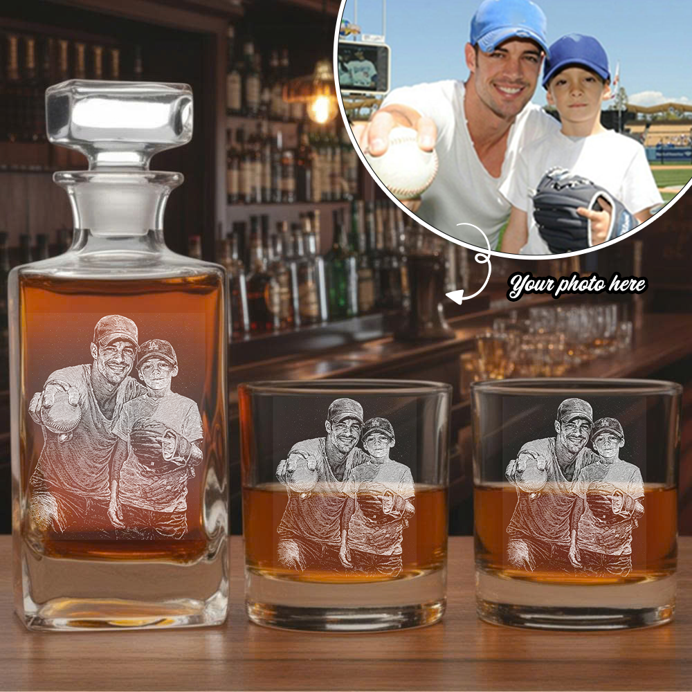 Custom Photo Baseball Dad Whiskey Decanter with Photo, Custom Decanter with Your Photo, Personalized Family Gift THUC99