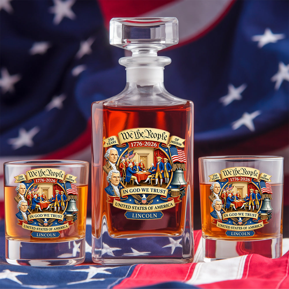 Custom Name We The People Whiskey Decanter Set, Patriotic Gift THUC99
