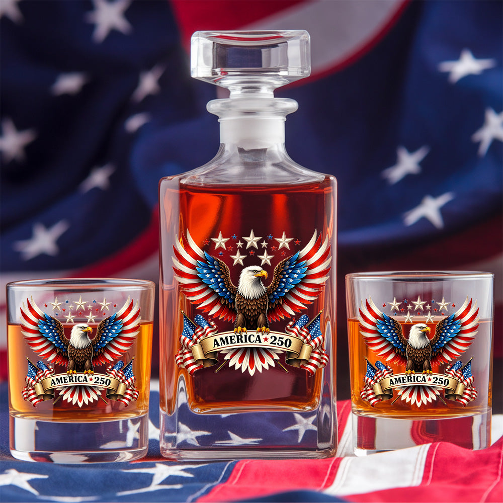 Personalized 250 Years USA Whiskey Decanter Set, Patriotic Gift THUC99