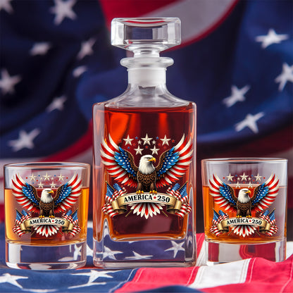 Personalized 250 Years USA Whiskey Decanter Set, Patriotic Gift THUC99