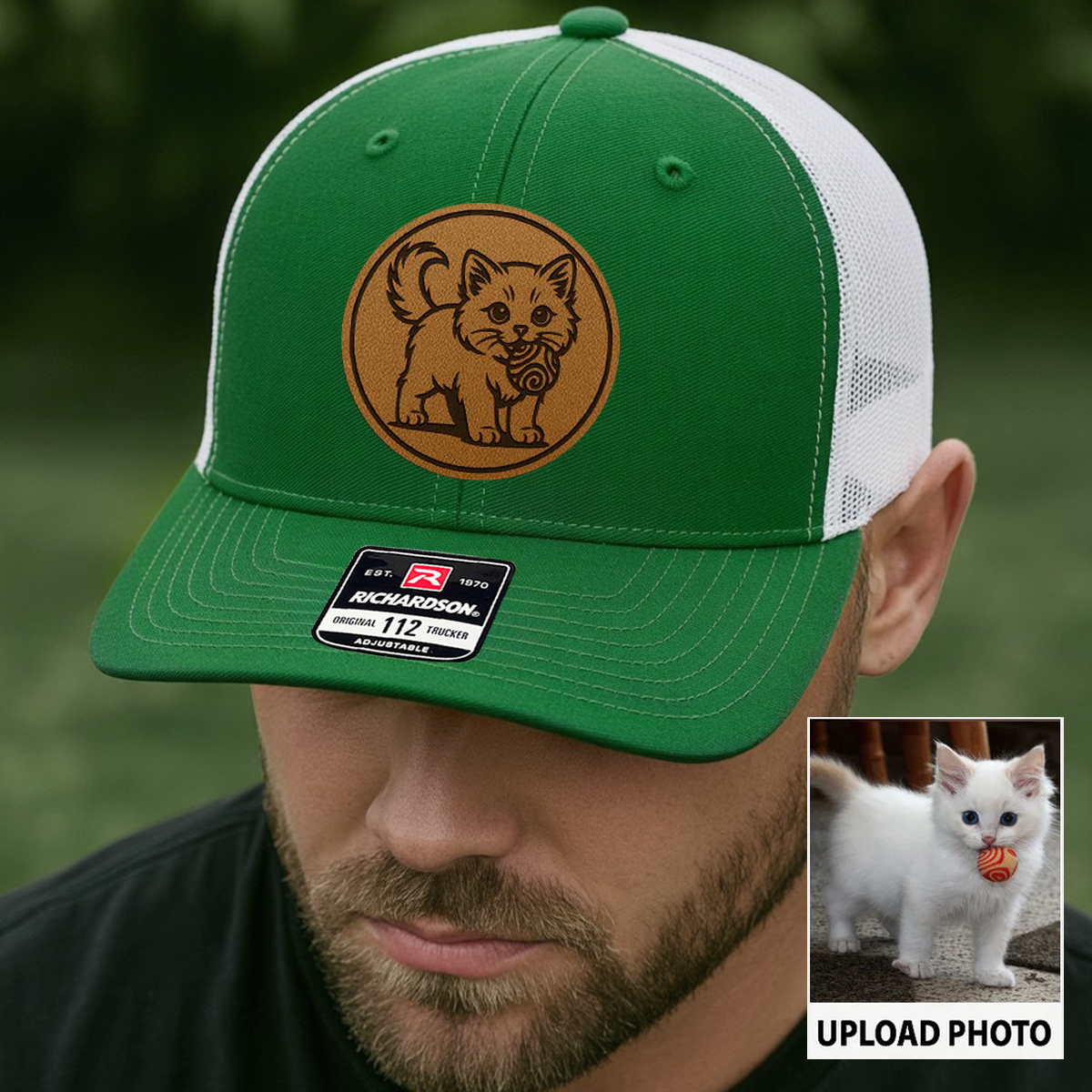 Custom Cat Photo Trucker Hat | Personalized Cat Photo Hat for Cat Owners | Gift For Cat Lovers TNGANSP036