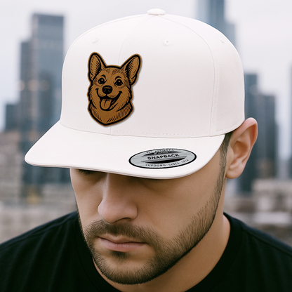 Custom Pet Photo Trucker Hat – Personalized Leather Patch Hat – Dog Portrait Gift – Custom Pet Face Hat P99A9