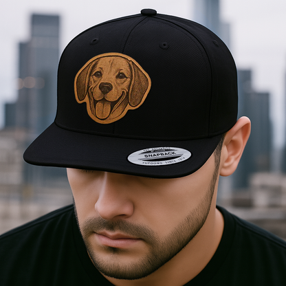 Custom Pet Photo Trucker Hat – Personalized Leather Patch Hat – Dog Gift – Custom Pet Face Hat NGOC99A7